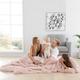 Catherine Lansfield Extra Large Cuddly Deep Pile Faux Fur Family Size 245x280cm Large Blanket Throw Blush
