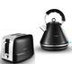 Tower Ash Black 1.7L 3KW Pyramid Kettle & 2 Slice Toaster. Contemporary Matching Kettle & Toaster Set in Black