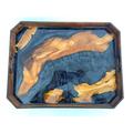 Orren Ellis Epoxy Resin & Wood Serving Tray - Octagonal Edge Serving Tray Wood in Brown | 16 H x 12 W x 3 D in | Wayfair