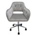 Swivel Chair - Mercer41 Brittney Tufted Leatherette Vanity Chair, Cushioned Seat 360 Degree Swivel Chair Adjustable Height Leather in Gray | Wayfair