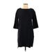 Ann Taylor Casual Dress - Shift Crew Neck 3/4 sleeves: Black Print Dresses - Women's Size Medium Petite
