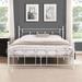 White Queen Size Metal Bed Frame with Headboard and Footboard
