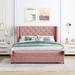 Queen Size Storage Platform Bed, w/ Wingback Headboard & a Big Drawer