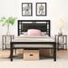 Industrial Platform Bed Frame with Wood Headboard, Strong Metal Slats Support, No Box Spring Needed - Twin/Full/Queen Size