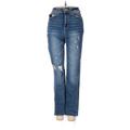 Wax Jean Jeans - High Rise Straight Leg Denim: Blue Bottoms - Women's Size 3 - Medium Wash