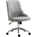 Armless Task Chair -Back Desk Chair Microfiber Home Office Chair With Adjustable Height Tilt Swivel Function Gray