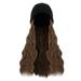 Mishuowoti wigs human hair glueless wigs human hair pre plucked pre cut Beanie Hat Knitted Long Wavy Curly Hair Wig Warm Knitted Velvet 28 Inch Women s Synthetic Wig Winter Brown One Size