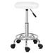 Round Rolling Stool PU Leather Height Adjustable Swivel Drafting Work SPA Medical Salon Stools Chair with Wheels and Soft seat Padding White