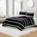 Juicy Couture Ombre Stripe Faux Fur Reversible Comforter Sets Microfiber in Black/Pink/White | Twin Extra Long Comforter + 2 Twin Shams | Wayfair