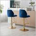 Everly Quinn Sariya Swivel Adjustable Height Bar Stool Upholstered/Velvet/Metal in Blue | 19 W x 18 D in | Wayfair 6A5315352AE2425F9BB123A54073EA27