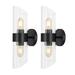 Wade Logan® Blace Iron Armed Sconce Glass/Metal in Black | 16.5 H x 6.25 W x 4.75 D in | Wayfair B4B049EF4EC248D391DE8CCBE2D6E319