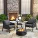 Red Barrel Studio® Thamidu Square 2 - Person 27.6" L Outdoor Bistro Set w/ Cushions Metal in Black | 27.6 W x 27.6 D in | Wayfair