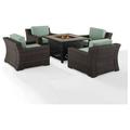 Maykoosh Modern Minimalism 5Pc Outdoor Wicker Chair Set W/Fire Table Mist/Brown - Tucson Fire Table & 4 Chairs