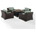 HomeStock Modern Minimalism 5Pc Outdoor Wicker Chair Set W/Fire Table Mist/Brown - Tucson Fire Table & 4 Chairs