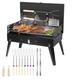 NewHome BBQ Barbecue Grill Fold Portable Charcoal Stove Camping Garden Outdoor BBQ Set with 12PCS Telescoping BBQ Sticks