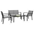 YhbSmt 4 Pieces Outdoor Patio Furniture Set Conversation Set with Glass Coffee Table Bistro Set with Loveseat Garden Yard Lawn and Balcony (Grey)