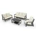 4-Piece Conversation Patio Set - HIPS Weather Resistance Outdoor Sofa and Coffee Table Set - Grey/Beige - Modern Design - Perfect for Garden Patio and Poolside Gatherings