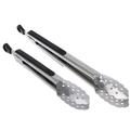 2Pcs Stainless Steel Food Tongs Tip Head Bread Clip BBQ Tong Bread Tongs Kitchen Tools for Meat Steak Seafood (Black 9 Inches & 12 Inches)