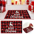 AZZAKVG Indoor Flooring Mat Christmas Pillowcase Decorating 4 Piece Set With Holiday Buffalo Plaid Couch Winter Ornament 18x18 Inches White Carpet For Printed Pattern