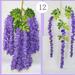 AZZAKVG Artificial Plants 12 Pieces (Each 45inch) Wisteria Artificial Flower Bushy Silk Vine Ratta Hanging Fake Hanging Wisteria Flowers For Home Decor Indoor