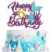 Mermaid Happy 6th Birthday Cake Topper Purple Glitter Sea Six Cake Decor 6th Birthday Ocean World Theme Party Decorations Party Supplies