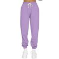 Mrat Women s Pants Color Casual Large Sequin Pants Cropped Pants Ladies Yoga Femal Pants Straight Leg Guards Pants Purple XXXL