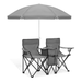 MoNiBloom Outdoor Foldable Double Chair with Removable Umbrella Cooler Bag & Carry Bag for Beach Camping Picnic Gray