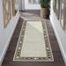 Modern Bordered Runner Rug Foldable Geometric Diamond Printed Non-Slip Floor Carpet