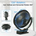 10000mAh Rechargeable Portable Fan 8-Inch Clip on Fan USB Fan 4 Speeds Strong Airflow Sturdy Clamp for Personal Office Desk Golf Car Outdoor Travel Camping Tent Gym