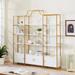 4-Tier Bookshelf Extra Large Gold Bookcase Tall Display Shelf with Metal Frame Freestanding Etagere Storage Display Shelf for Home Office White Gold 70.87 L x 79.13 H