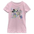 Girls Youth Pink Mickey Mouse & Minnie 80s T-Shirt