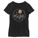 Girls Youth Black Harry Potter Hogwarts Line Art T-Shirt