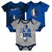 Infant Navy/Blue/Gray Dallas Mavericks Slam Dunk 3-Piece Bodysuit Set