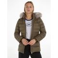 Daunenjacke TOMMY HILFIGER "TYRA DOWN JACKET WITH FUR" Gr. XL (42), grün (army green) Damen Jacken Winterjacken