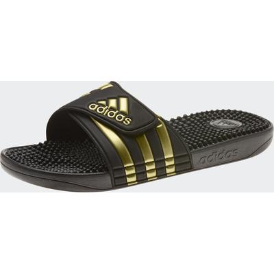 Badesandale ADIDAS SPORTSWEAR "ADISSAGE BADESCHLAPPEN", Gr. 40,5, gold (core schwarz, gold metallic, core schwarz), Synthetik, glänzend, sportlich, Schuhe Image