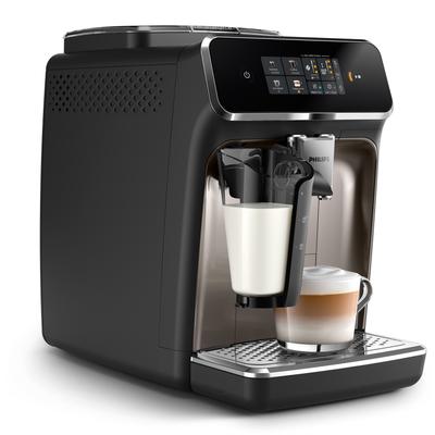 PHILIPS Kaffeevollautomat "EP2336/40 2300 Series", schwarz (schwarz verchromt), B:24,6cm H:43,3cm T:37,1cm, Kaffeevollautomaten, 4 Kaffeespezialitäten, mit LatteGo-Milchsystem, Schwarz verchromt