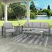 Birch Lane™ Dulcie 4 Person Seating Set w/ Sunbrella Cushions Metal/Rust - Resistant Metal in Black/Gray | 80 W x 31 D in | Outdoor Furniture | Wayfair