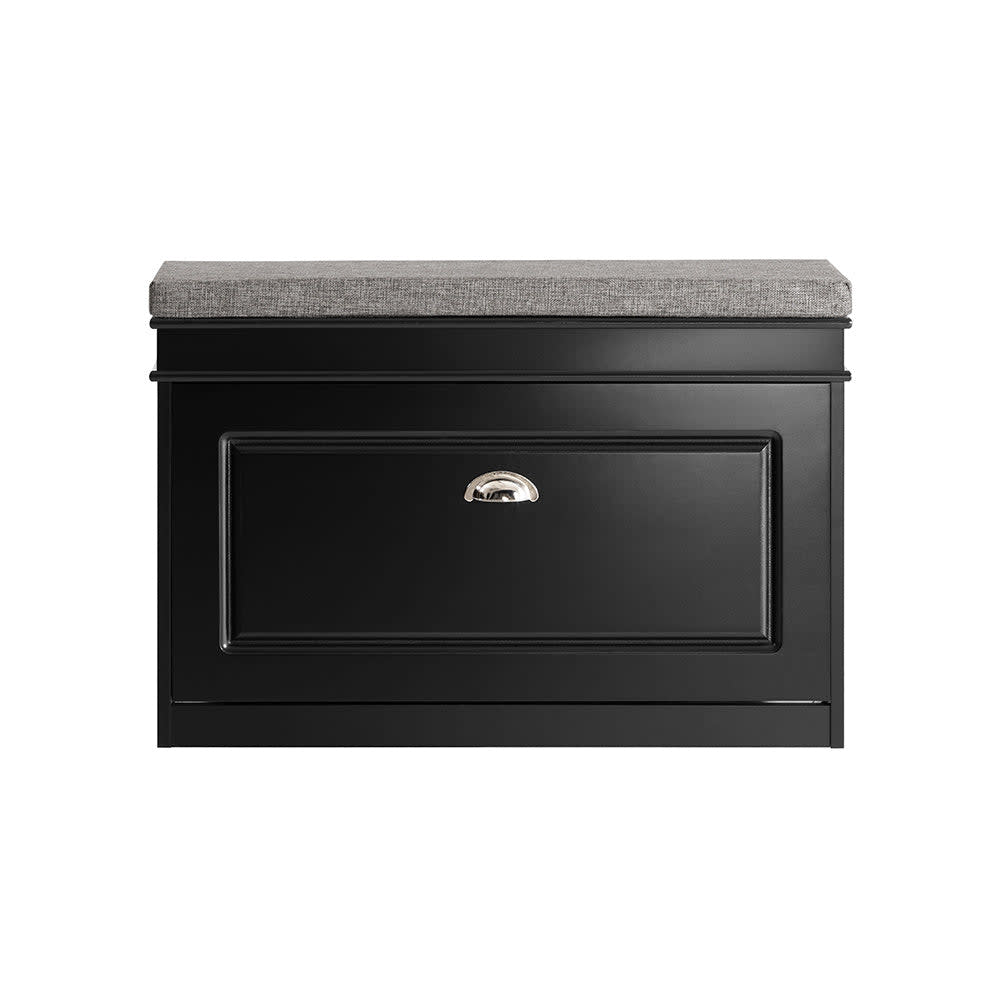 Banc à chaussures avec porte abattante largeur 75cm effet bois noir