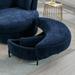 32.7" W Chenille Upholstered half Crescent Moon Storage Bench Large Ottoman