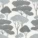 Grey Umbrella Pines Peel and Stick Wallpaper