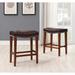 Modern Backless Leather Counter Height Barstools Set of 2 - Upholstered Chairs with Rubber Wood Legs