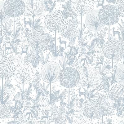 Blue & White Forest Friends Peel and Stick Wallpaper by RoomMates