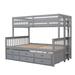 Twin Over Full Bunk Bed with Trundle,Separable Bunk Bed with Drawers,Grey