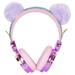 Children Headset Rhinestone Glitter Furry Ball Kids Headphones with Mic
