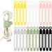 Cable Ties Reusable Silicone Cable Straps 24pcs Black Cable Wire Ties Cable Cord Organizers Earphone Phone Charger Audio Cable Computer (Black White Pink Green Yellow Grey) (302)