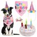 Dog Birthday Party Supplies Bandana Bow Tie Set Cute Hat Plush Cake Toy for Girl Puppy Birthday Party Gifts Great for Small Medium Large Dogs Pink