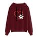 DDAPJ pyju Cute Heart Print Hooded Sweatshirt for Women 2023 Trendy Womens Dog Paw Print Hoodie Loose Casual Drawstring Pullover Hoodies Gift for Pet Lover