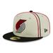 Men's New Era Cream/Black Portland Trail Blazers Piping 2-Tone 59FIFTY Fitted Hat