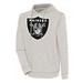 Men's Antigua Oatmeal/White Las Vegas Raiders Axe Bunker Tri-Blend Pullover Hoodie