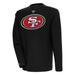 Men's Antigua Black San Francisco 49ers Flier Bunker Pullover Sweatshirt